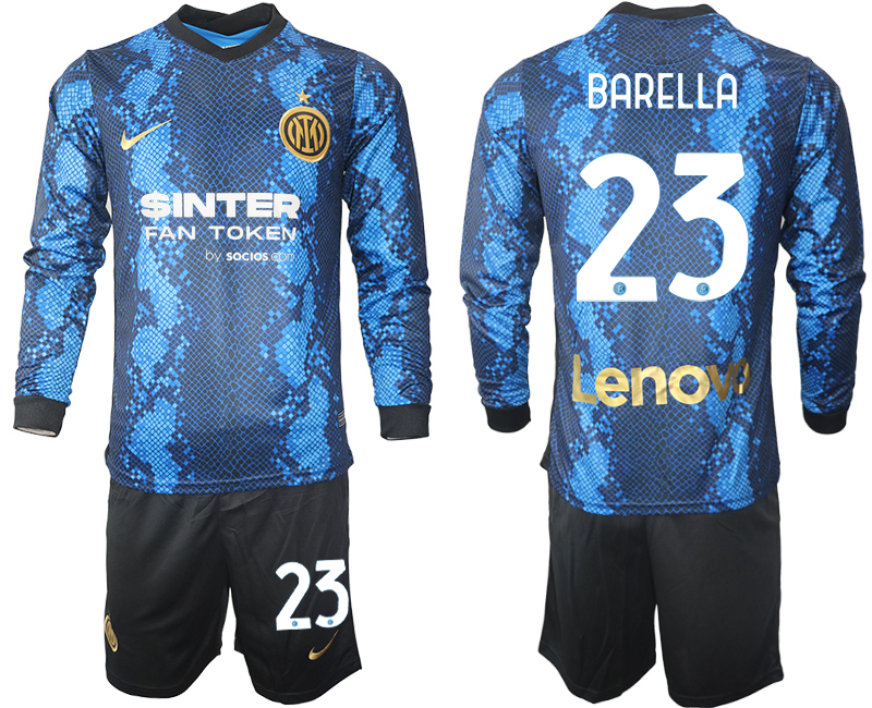 Men 2021-2022 Club Inter Milan home blue Long Sleeve #23 Soccer Jersey->inter milan jersey->Soccer Club Jersey